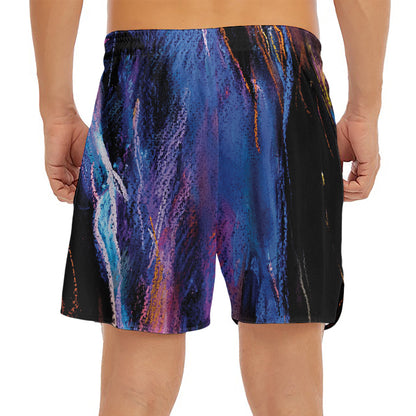 Dark Blue Horse Portrait Print Men's Split Running Shorts