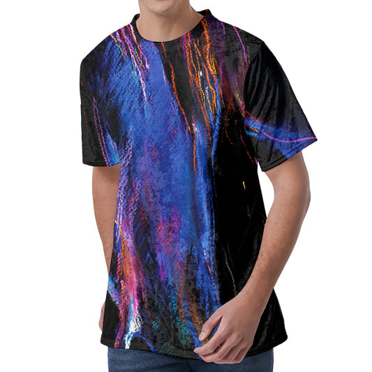 Dark Blue Horse Portrait Print Men's Velvet T-Shirt
