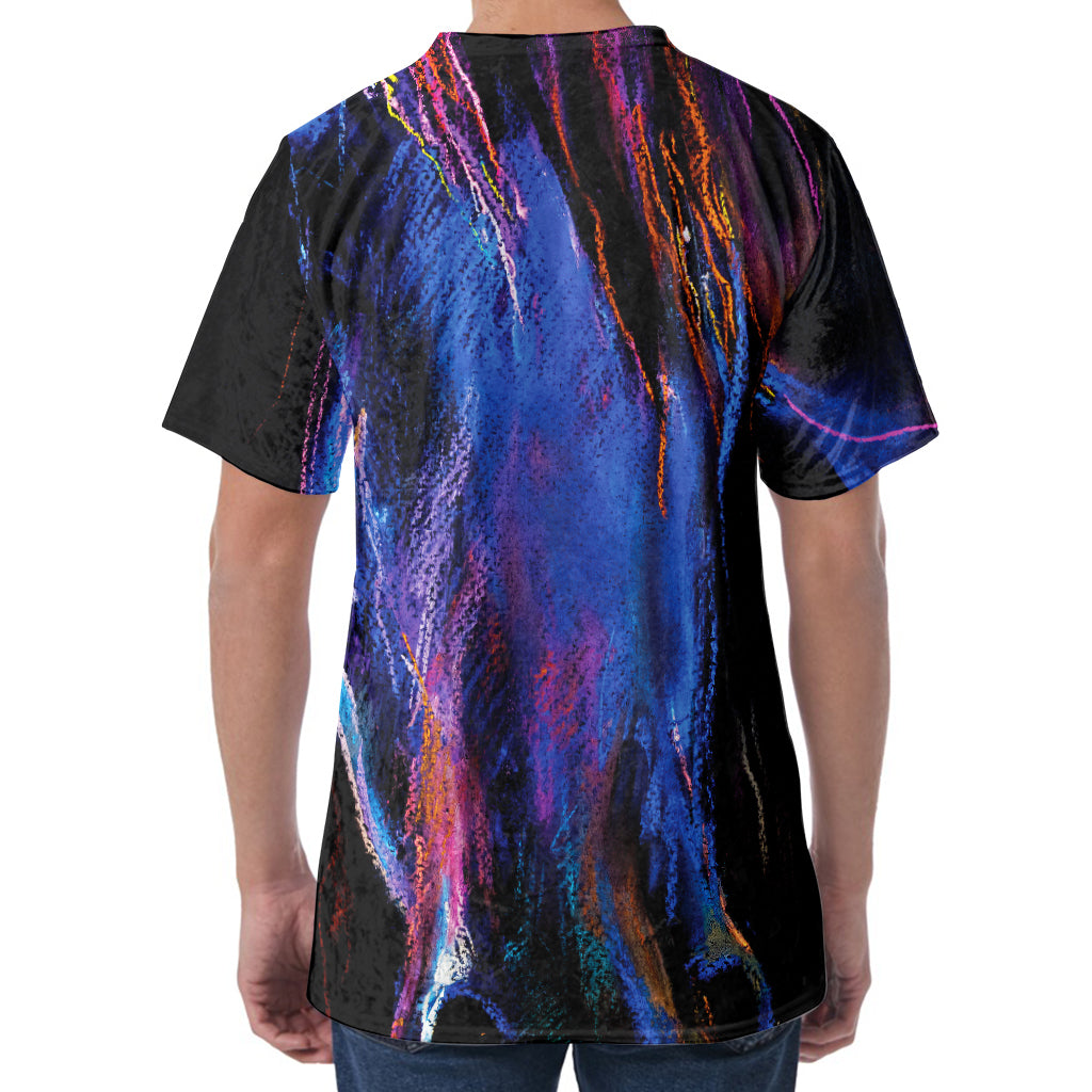 Dark Blue Horse Portrait Print Men's Velvet T-Shirt