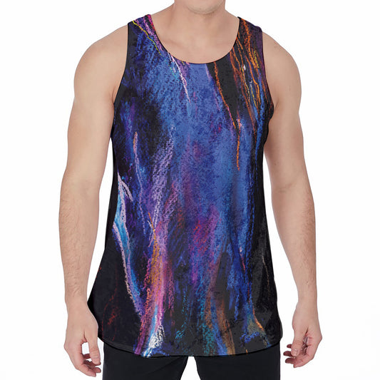 Dark Blue Horse Portrait Print Men's Velvet Tank Top