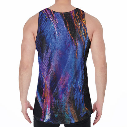 Dark Blue Horse Portrait Print Men's Velvet Tank Top