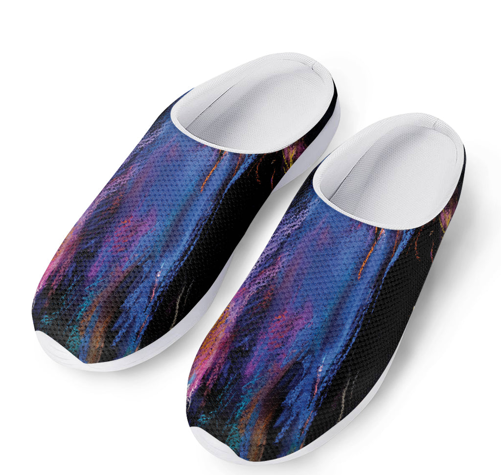 Dark Blue Horse Portrait Print Mesh Casual Shoes