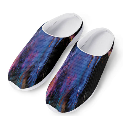 Dark Blue Horse Portrait Print Mesh Casual Shoes