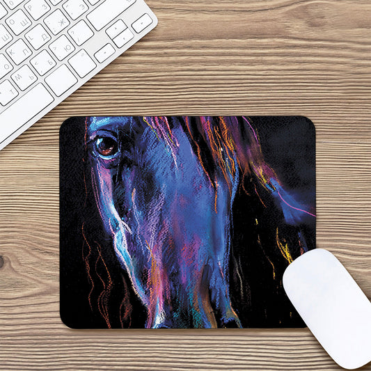 Dark Blue Horse Portrait Print Mouse Pad