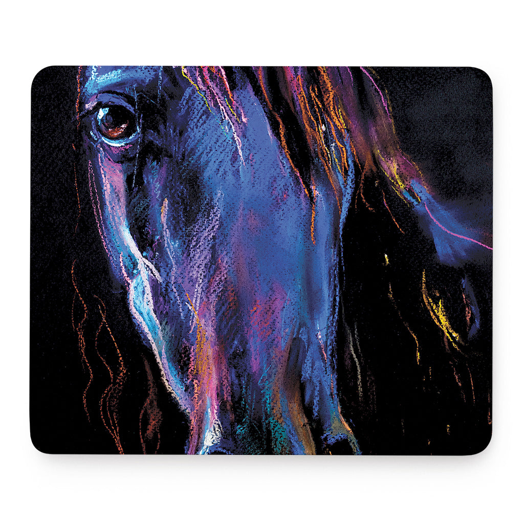 Dark Blue Horse Portrait Print Mouse Pad