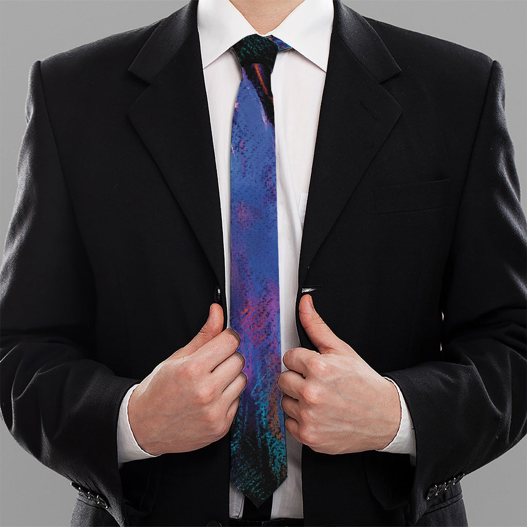 Dark Blue Horse Portrait Print Necktie