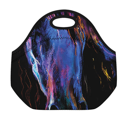 Dark Blue Horse Portrait Print Neoprene Lunch Bag