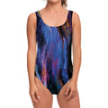 Dark Blue Horse Portrait Print One Piece Swimsuit