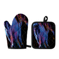 Dark Blue Horse Portrait Print Oven Mitt And Pot Holder Set