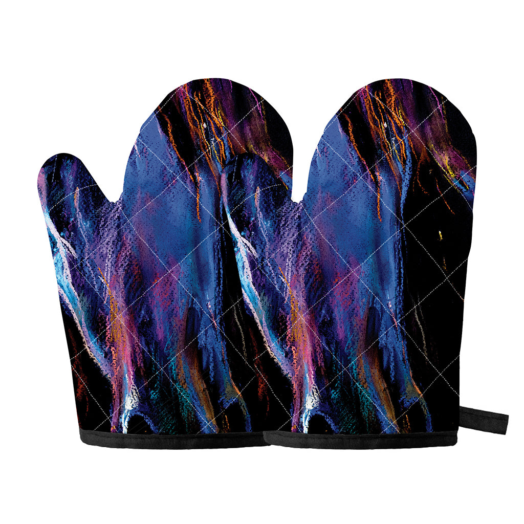 Dark Blue Horse Portrait Print Oven Mitts