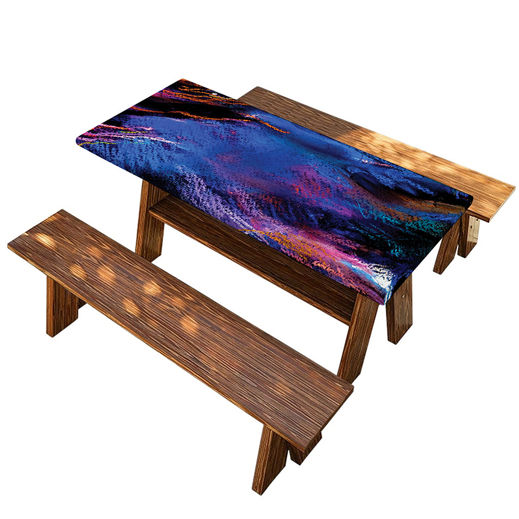 Dark Blue Horse Portrait Print Picnic Table Cover