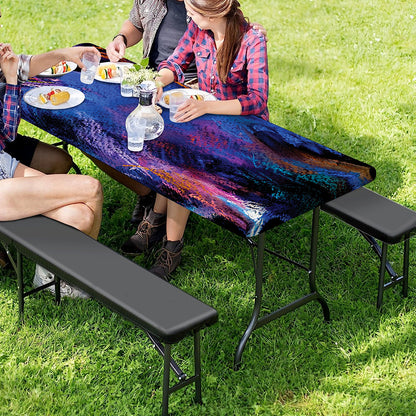 Dark Blue Horse Portrait Print Picnic Table Cover