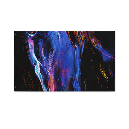 Dark Blue Horse Portrait Print Polyester Flag