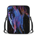 Dark Blue Horse Portrait Print Rectangular Crossbody Bag