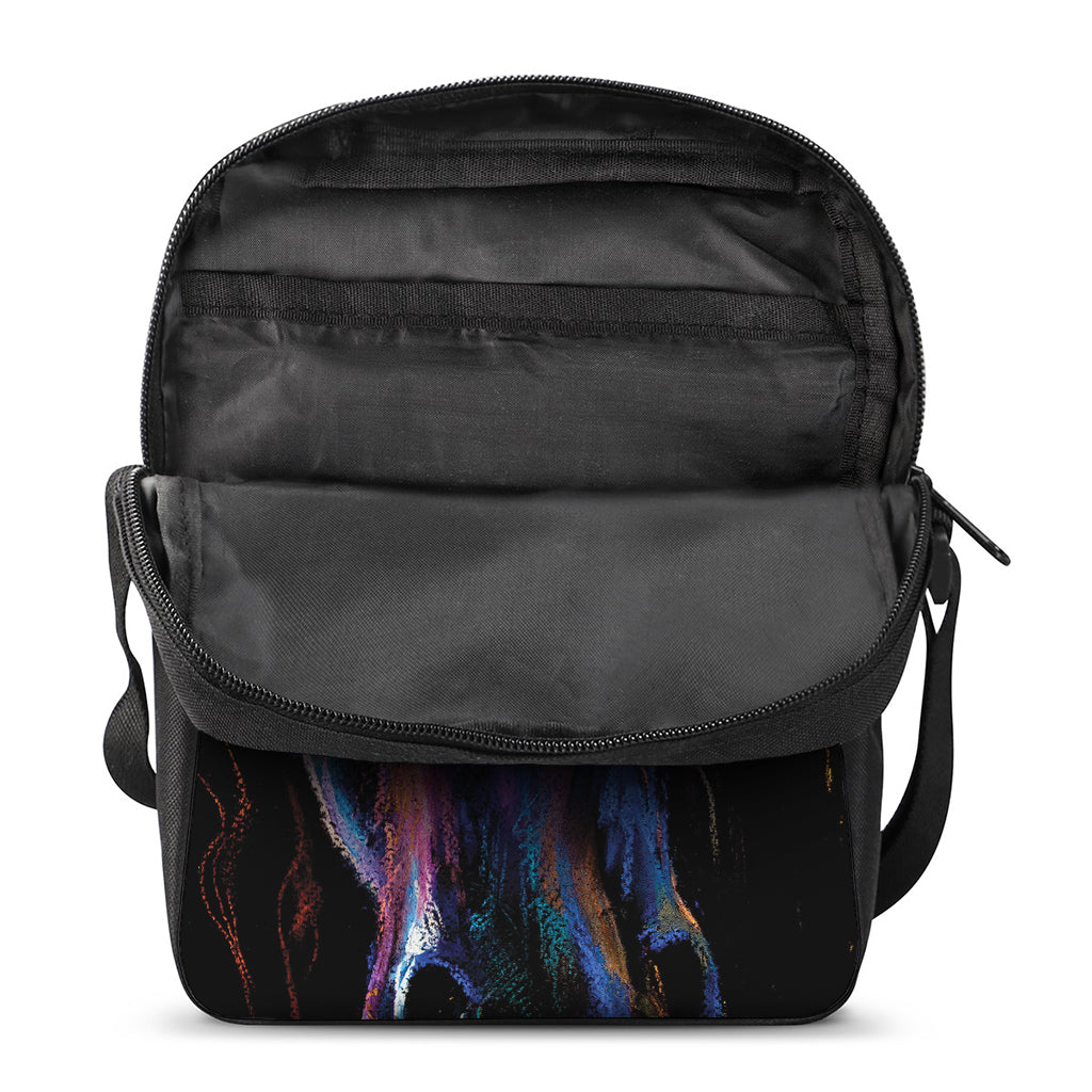 Dark Blue Horse Portrait Print Rectangular Crossbody Bag