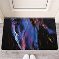 Dark Blue Horse Portrait Print Rubber Doormat
