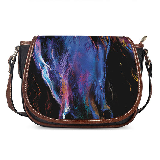 Dark Blue Horse Portrait Print Saddle Bag