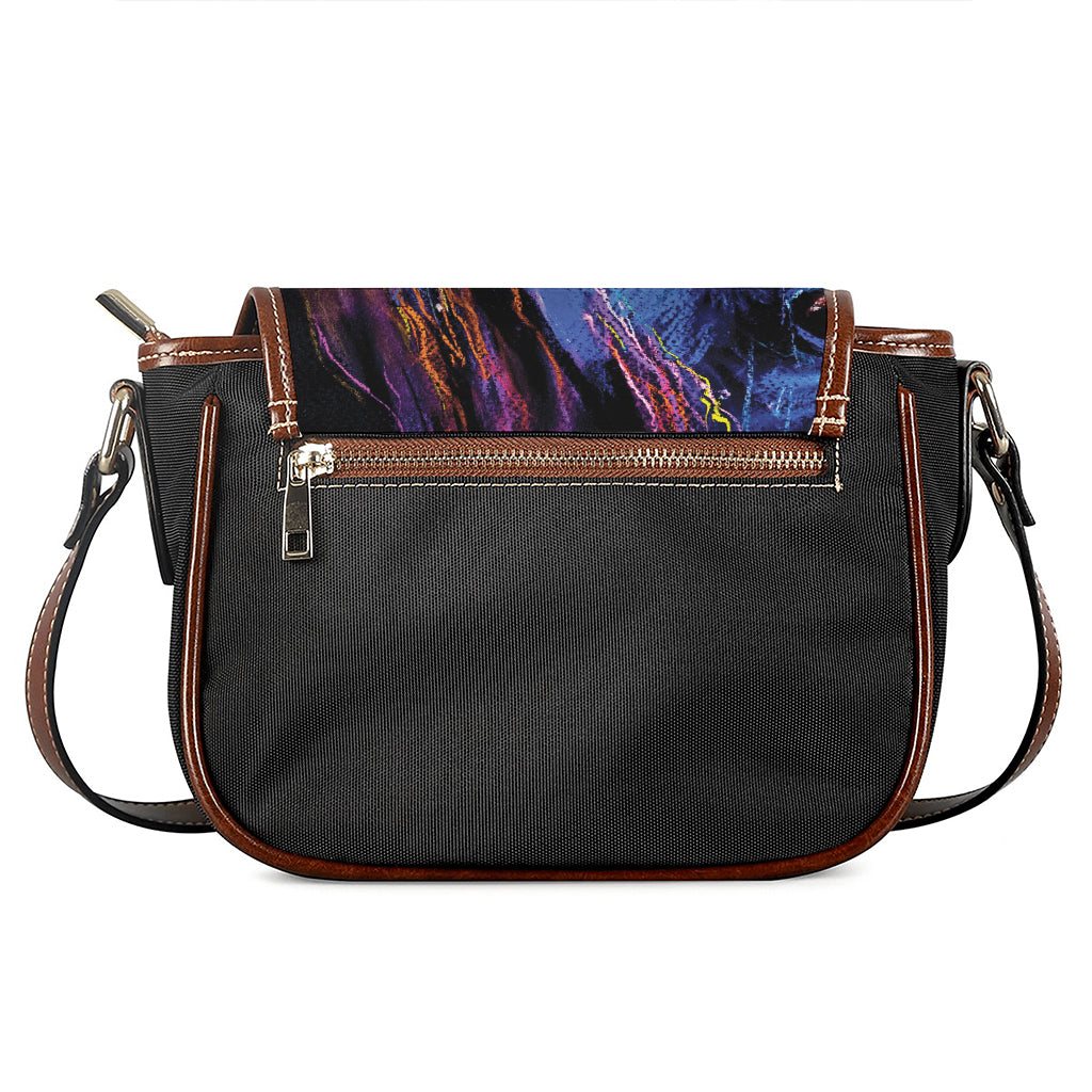 Dark Blue Horse Portrait Print Saddle Bag