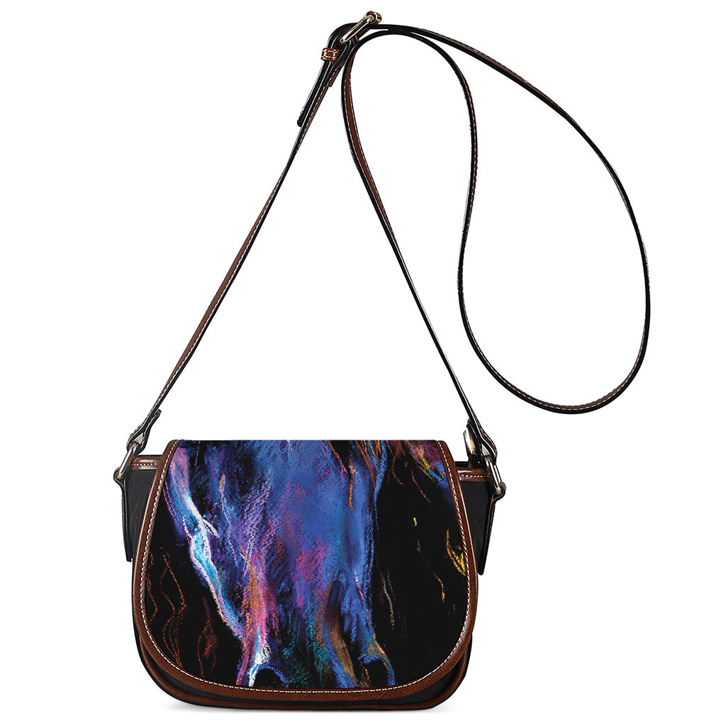 Dark Blue Horse Portrait Print Saddle Bag