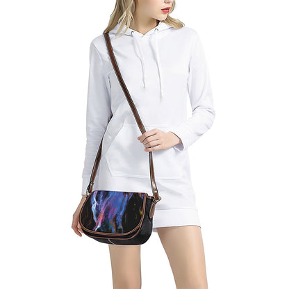 Dark Blue Horse Portrait Print Saddle Bag