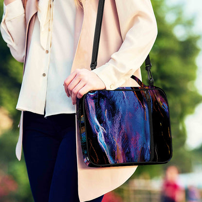 Dark Blue Horse Portrait Print Shoulder Strap Bible Bag
