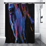 Dark Blue Horse Portrait Print Shower Curtain