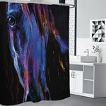 Dark Blue Horse Portrait Print Shower Curtain