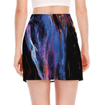 Dark Blue Horse Portrait Print Side Slit Mini Skirt