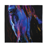 Dark Blue Horse Portrait Print Silk Bandana