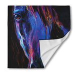 Dark Blue Horse Portrait Print Silk Bandana