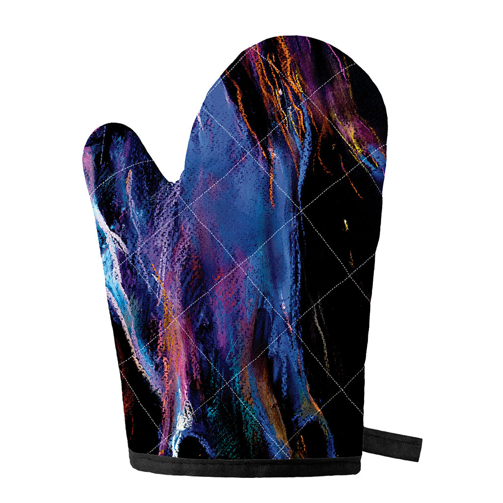 Dark Blue Horse Portrait Print Single Oven Mitt