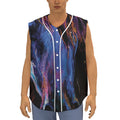 Dark Blue Horse Portrait Print Sleeveless Baseball Jersey