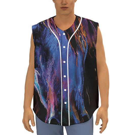 Dark Blue Horse Portrait Print Sleeveless Baseball Jersey
