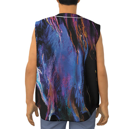 Dark Blue Horse Portrait Print Sleeveless Baseball Jersey