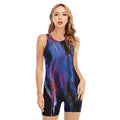 Dark Blue Horse Portrait Print Sleeveless One Piece Swimsuit