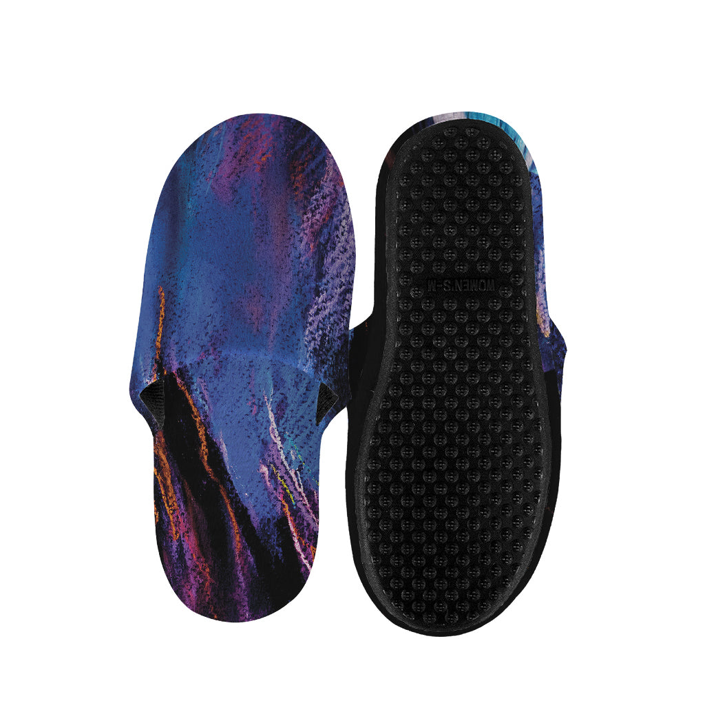 Dark Blue Horse Portrait Print Slippers