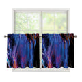 Dark Blue Horse Portrait Print Tier Curtains