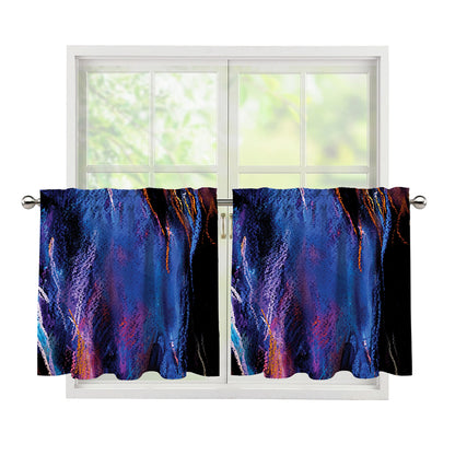 Dark Blue Horse Portrait Print Tier Curtains