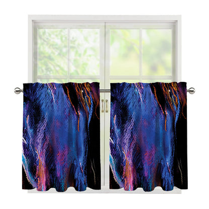 Dark Blue Horse Portrait Print Tier Curtains