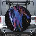 Dark Blue Horse Portrait Print Tire Cover