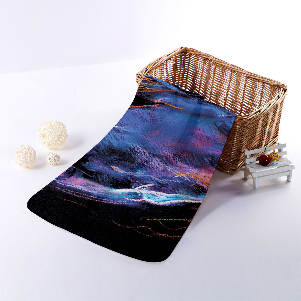 Dark Blue Horse Portrait Print Towel