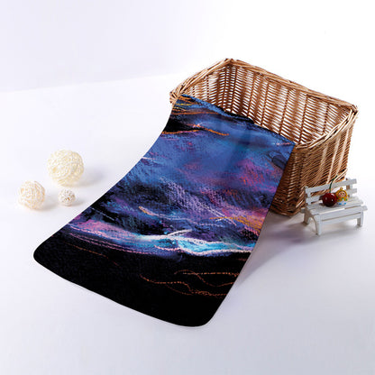 Dark Blue Horse Portrait Print Towel