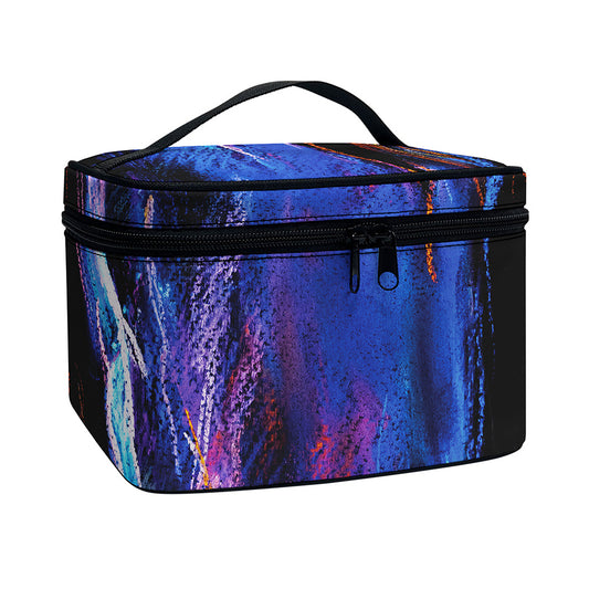 Dark Blue Horse Portrait Print Travel Makeup Bag