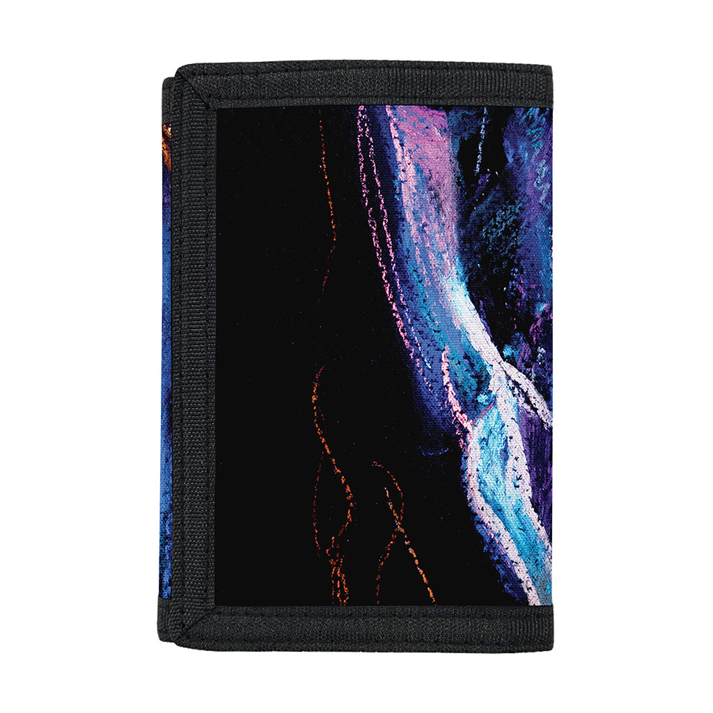 Dark Blue Horse Portrait Print Trifold Wallet