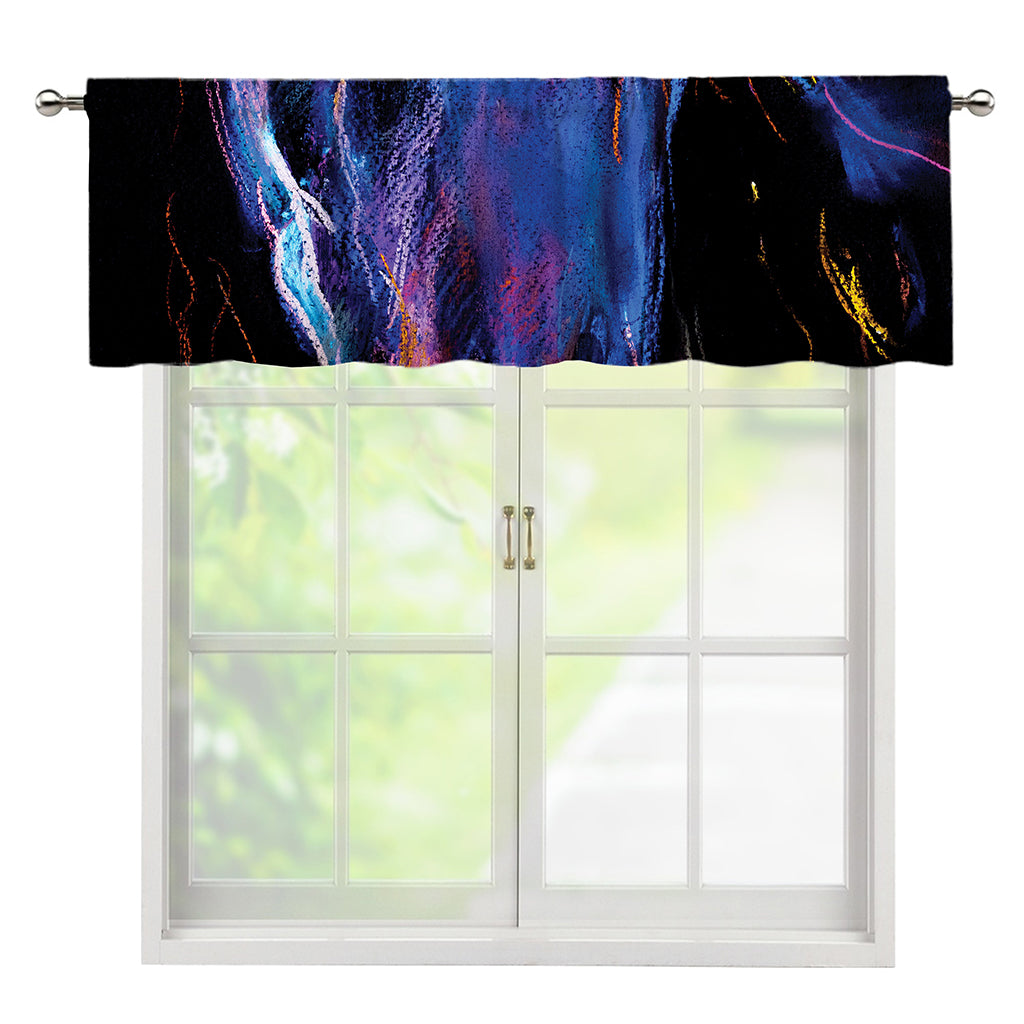 Dark Blue Horse Portrait Print Window Valance