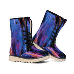 Dark Blue Horse Portrait Print Winter Boots