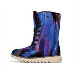 Dark Blue Horse Portrait Print Winter Boots