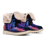 Dark Blue Horse Portrait Print Winter Boots