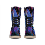 Dark Blue Horse Portrait Print Winter Boots