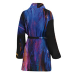 Dark Blue Horse Portrait Print Women's Bathrobe
